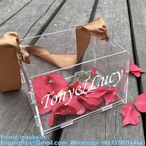 Quality Clear Flower Girl Basket For Wedding - Acrylic Wedding Basket Decoration, Customized Name,Handle With Silk Ribbon wholesale