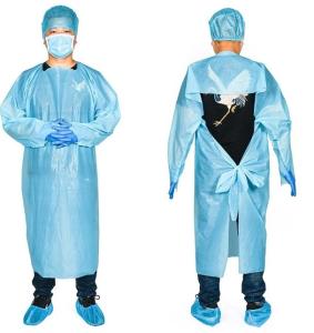 Quality 10 Pack Blue CPE Coat Aprons 45&quot; x 75&quot;. Disposable Polyethylene. Unisex Liquid-Proof Workwear. wholesale