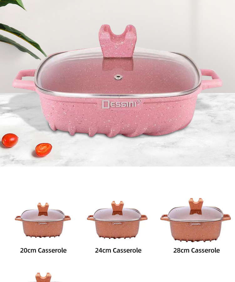 Wholesale Hot Selling White Kitchen Cooking Square Pot Sets Aluminum Non-Stick Cookware Pot Sets