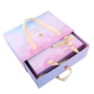 Quality Fantasy Purple 2mm Cardboard Embossed Gift Box With Pull Out Drawer wholesale