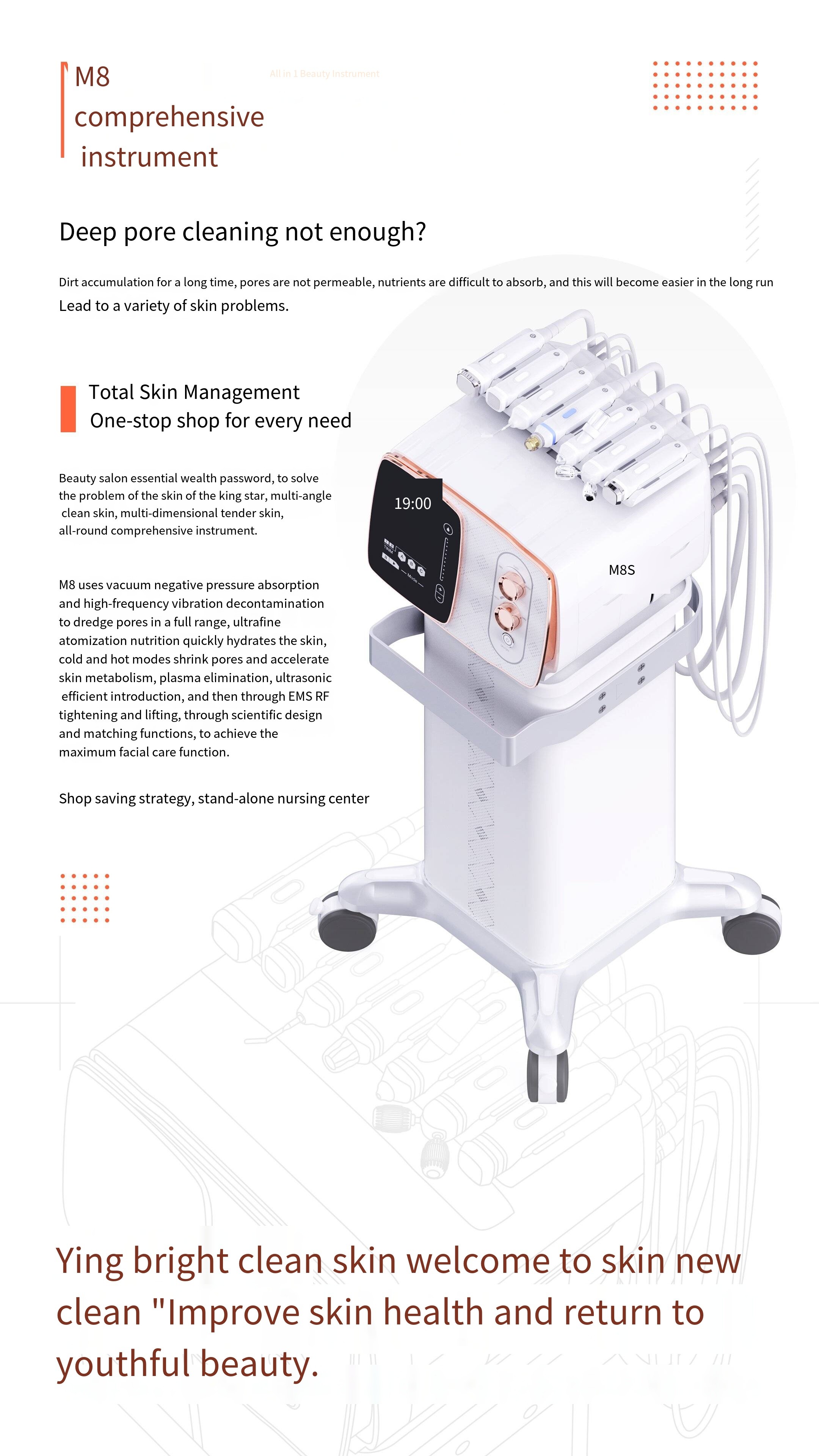 Multifunctional Skin Care System Deep Cleaning 8 In 1 Microdermabrasion Machine