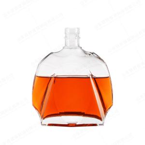Quality 700ml Collar Material Glass Tequila Rum Whisky Liquor Spirit Glass Bottle wholesale