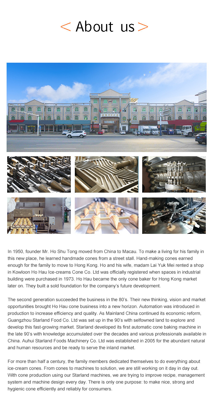 Gas PLC Control Wafer Cone Production Line With One Year Warranty