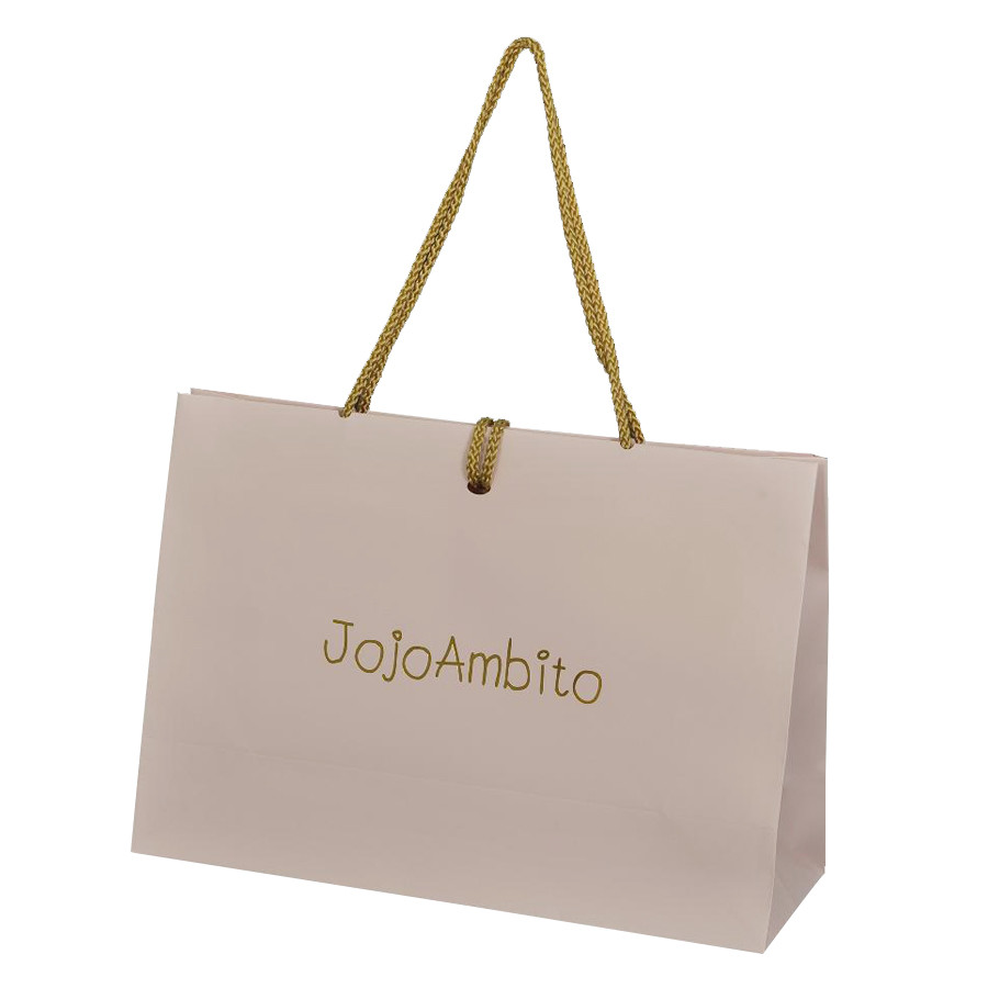 High quality custom gold stamping logo costmetics packaging paper bags with rope handle