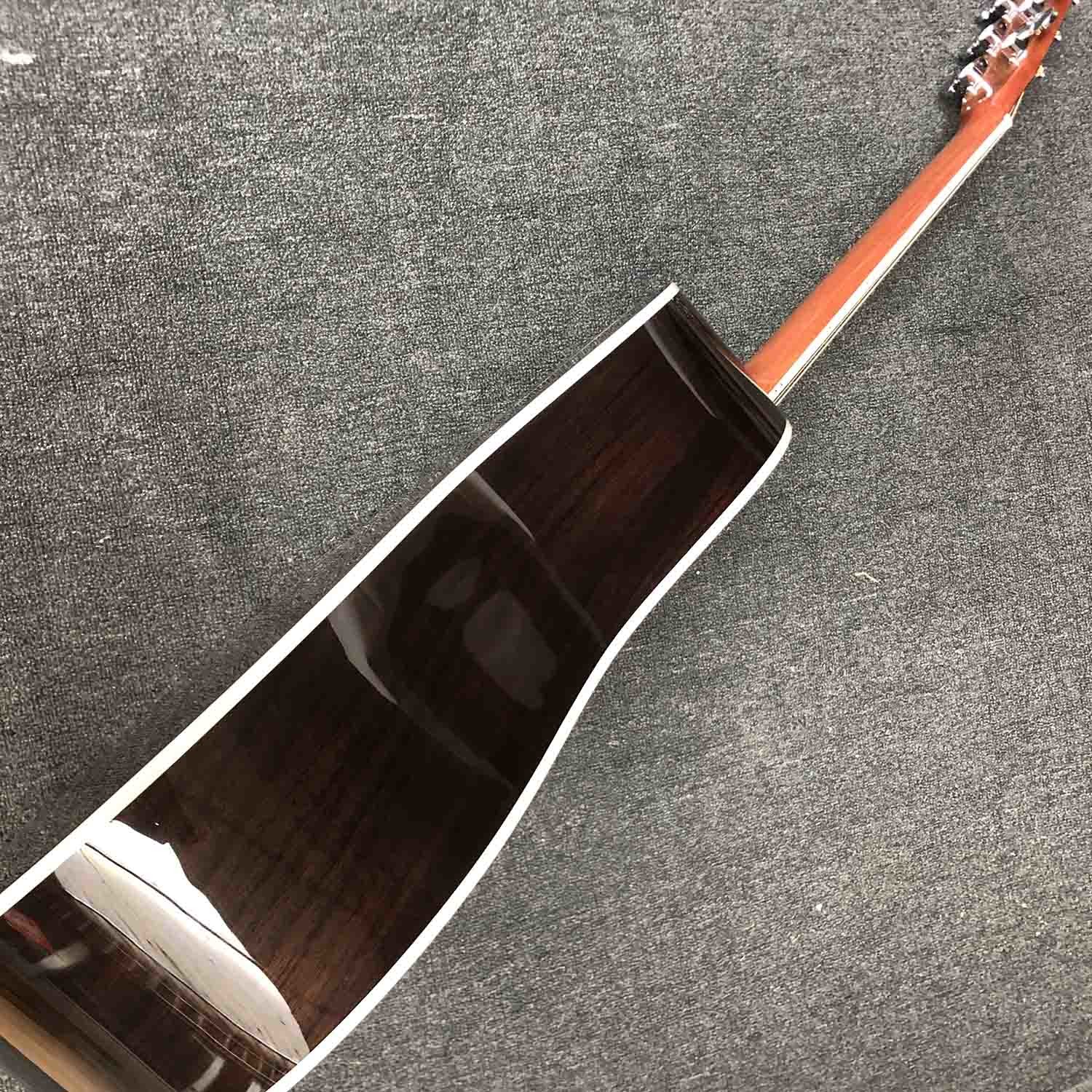 Custom Grand J45AA Solid Wood Acoustic Guitar White Binding in Natural Color