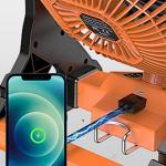 Outdoor Portable Large Wind Power Fan Camping With LED Lights USB Charging Table