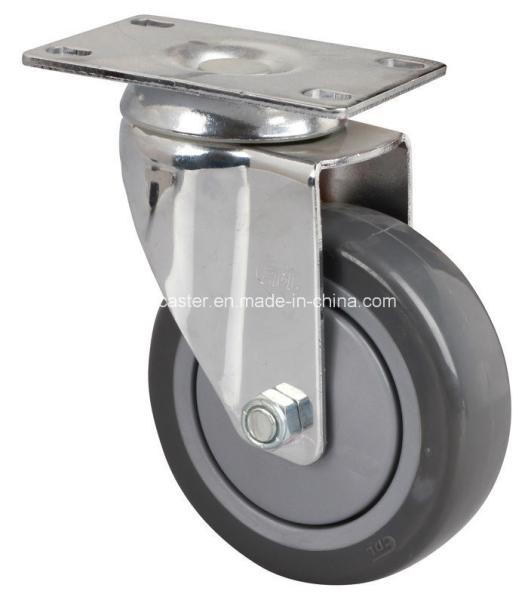 5714-77 Edl Chrome 4" 130kg Plate Swivel PU Caster for Industrial Vehicles and