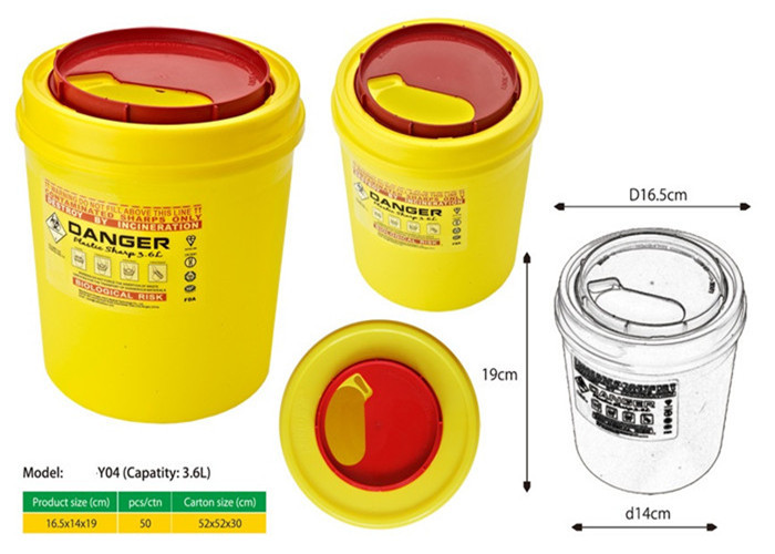 3.6 Litre Sharps disposal container, Sliding Lid, Red,Sharps Container | WinnerCare