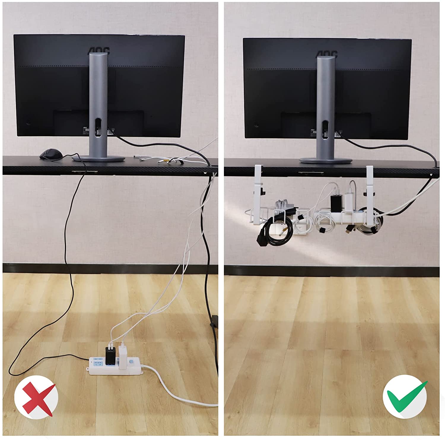 Adjustable and Removable Desks Cable Management Tray for Office Desks