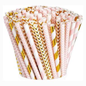 Quality Biodegradable Paper Bubble Tea Straws , CMYK Colorful Paper Straws wholesale