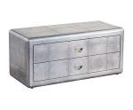 Polished Aluminum Aviator Coffee Table End Table With 2 Drawers