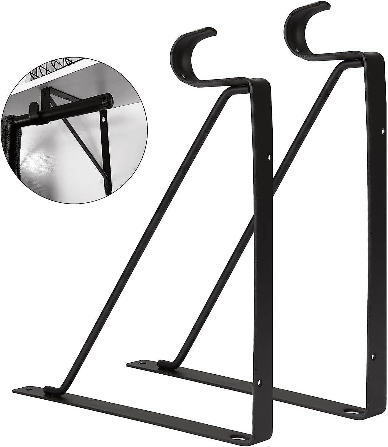 Black Heavy Duty Closet Rod Shelf Brackets Clothes Hanger Pole Support Bracket Offered