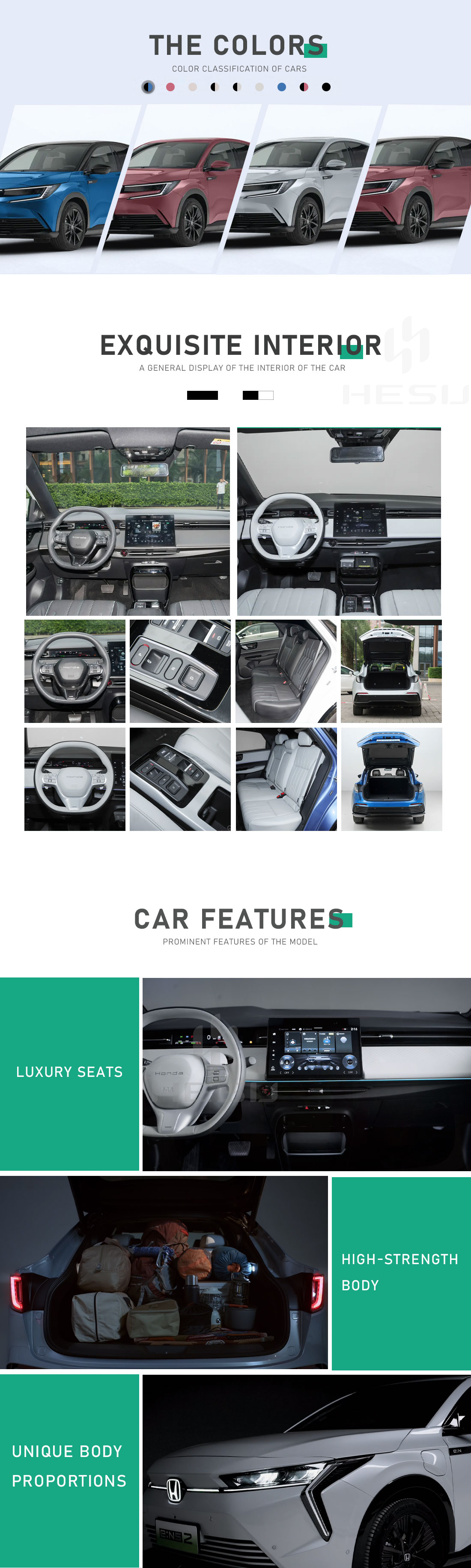 Compact SUV Pure EV Car Hondas 2024 Enp2 with Ternary Lithium Battery Fast Charge Support Curb weight 1652 Max Speed 160