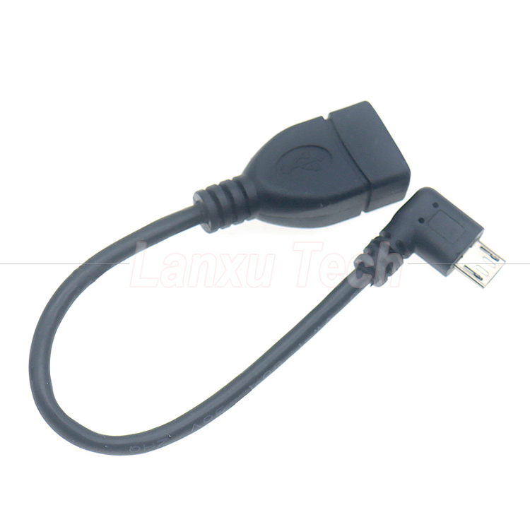 Portable Short 90 Degree Right Angle Micro V8 to USB Female Socket OTG Adapter Cable for Phone Laptop