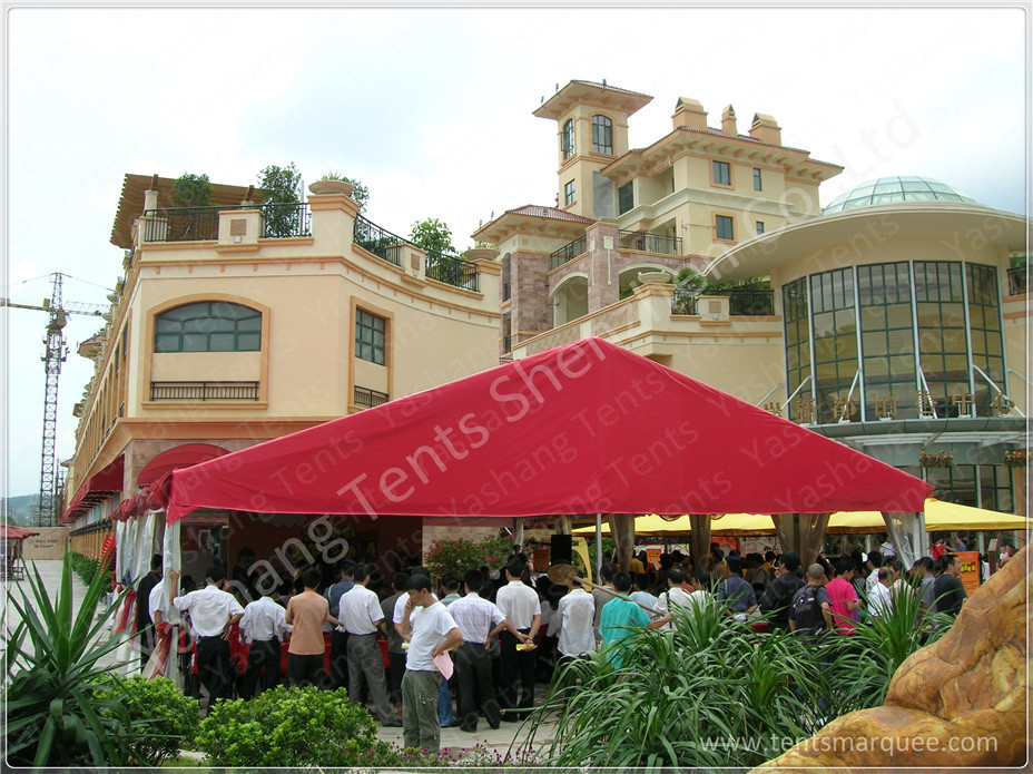 White Polyester Textile Outdoor High Peak Tents Waterproof Aluminum Frame