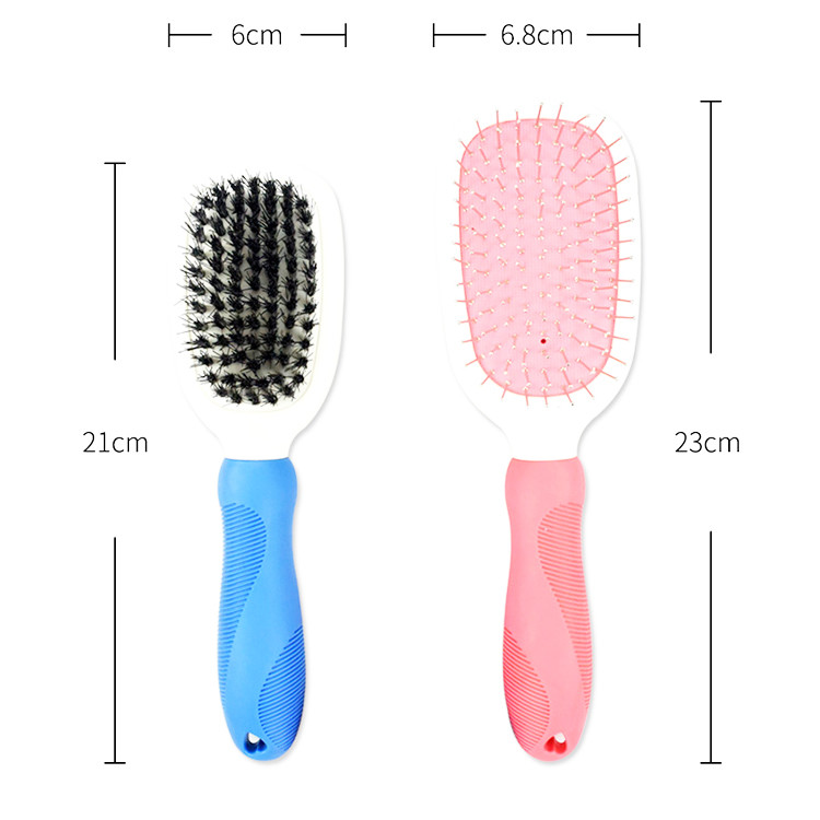 Double Side Pet Hair Brush Fashionable Customized Shape Blue / Pink Color
