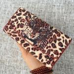 Authentic Stingray Skin Leopard Tiger Designer Long Wallet Genuine Leather Women