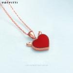 3gram 15.7in Sterling Silver Heart Pendant Necklace Trendy Deer Antler Heart
