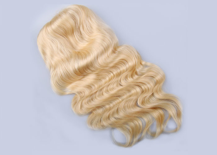 Blonde Human Hair Full Lace Wigs , Color 613# 18 inch Hair Extensions