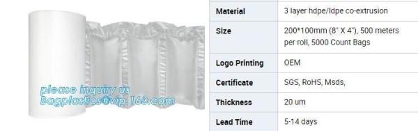 bubble dunnage pillow air bag, air cushion films for packaging, air filled