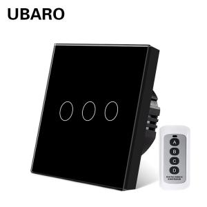 Quality Type 86 Wireless Remote Switch 433RF 3gang European Standard Remote Lamp Tempered Glass Panel Switch wholesale