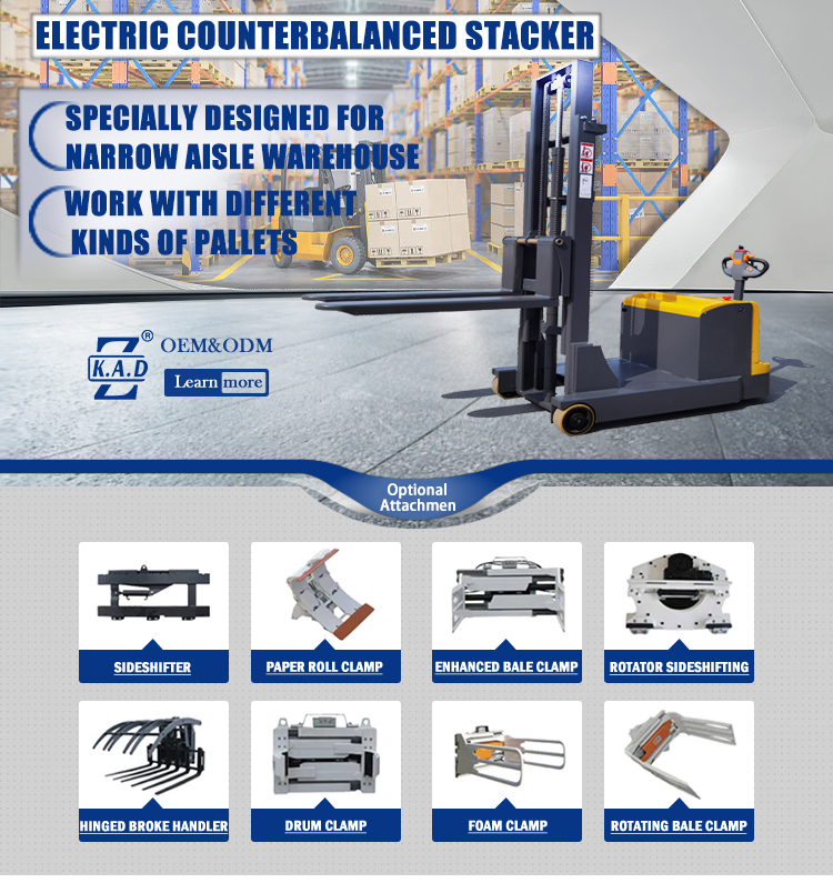 KAD Frist class Full electric counterbalance walkie pallet walkie stacker 1ton 3meter 1000kg for sale