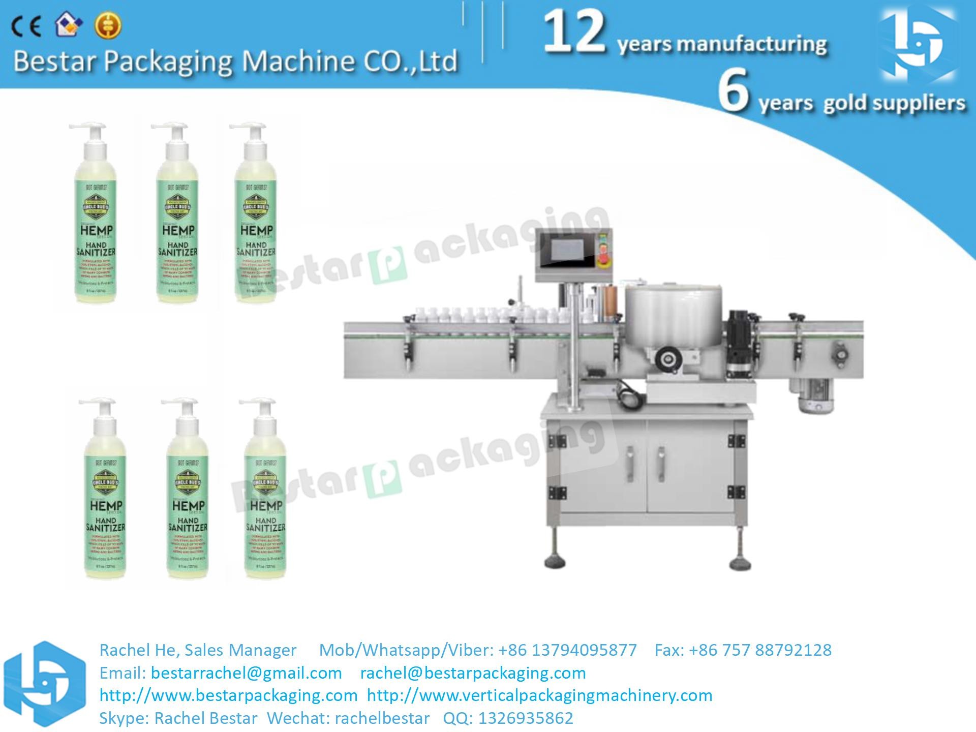 Automatic sanitizer bottle orientation sticker labeling machine