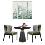Restaurant / Apartment Round Coffee Table With Marble Top And Metal Base