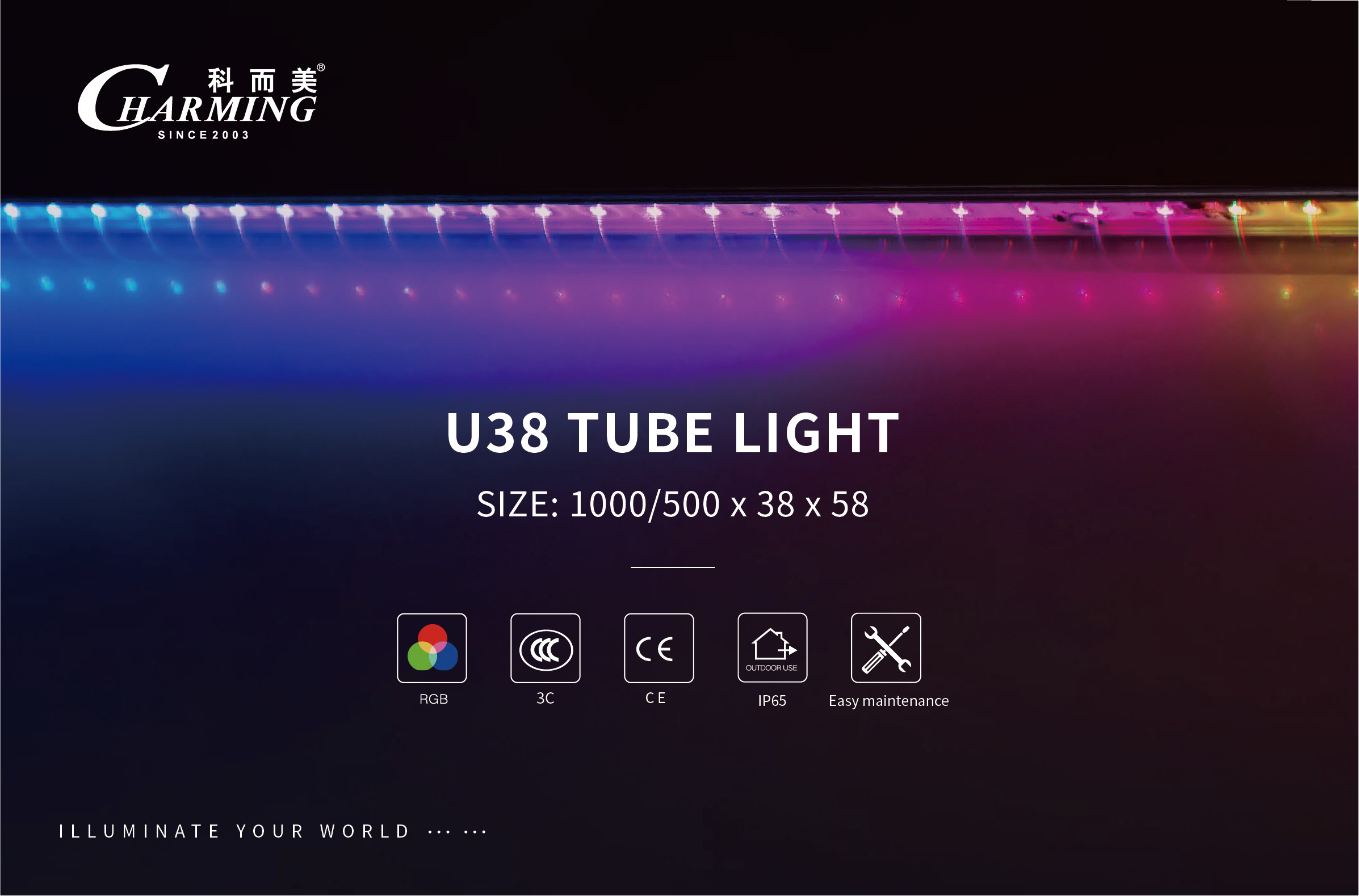 SMD5050 LED Pixel Tube Light RGB U38 Anti Corrosion Multi Scene