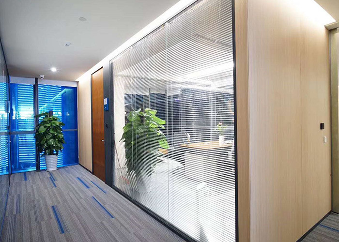 Glazed Partition Wall With European Design Double Glass Soundproof Wall Frameless Full View