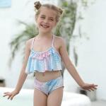Two Piece Girl Swim Suits Gradient Print Girl Bathing Suit Fashion Ruffled