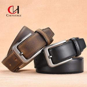 Quality First Layer Cowhide Leather Belt Simple Needle Seven Level Electroplated Buckle wholesale