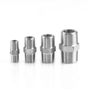 Quality Stainless Steel 201 304 316 Casting Hexagon Nipple Double Ferrule Pipe Fittings 1/4''-4.0 wholesale