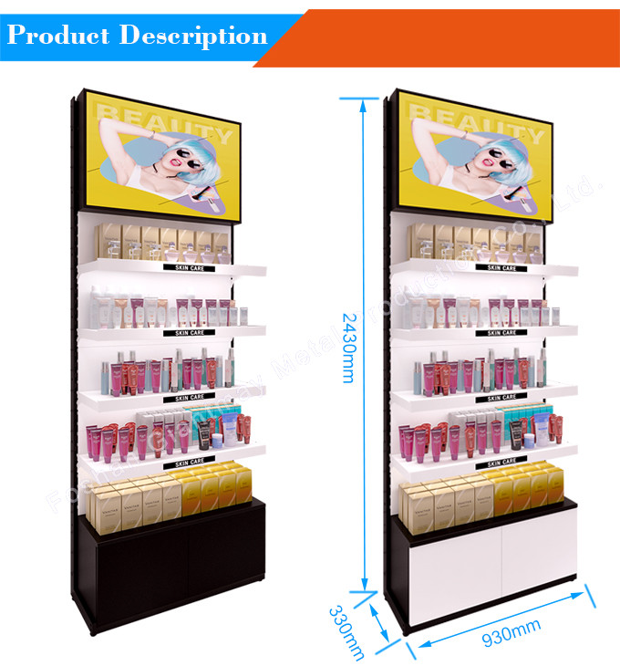 Retail Shop Cosmetics Display Stand Metal Stable Structure OEM ODM
