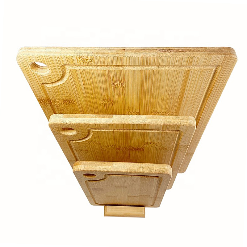 OEM/ODM Accepted Rectangle Bamboo Three-Piece Cutting Board Set with Hanging Holes