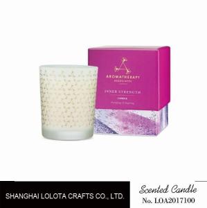 Quality Frosted Pattern Caramel Scented Jar Candles , Glass Jar Scented Candles wholesale