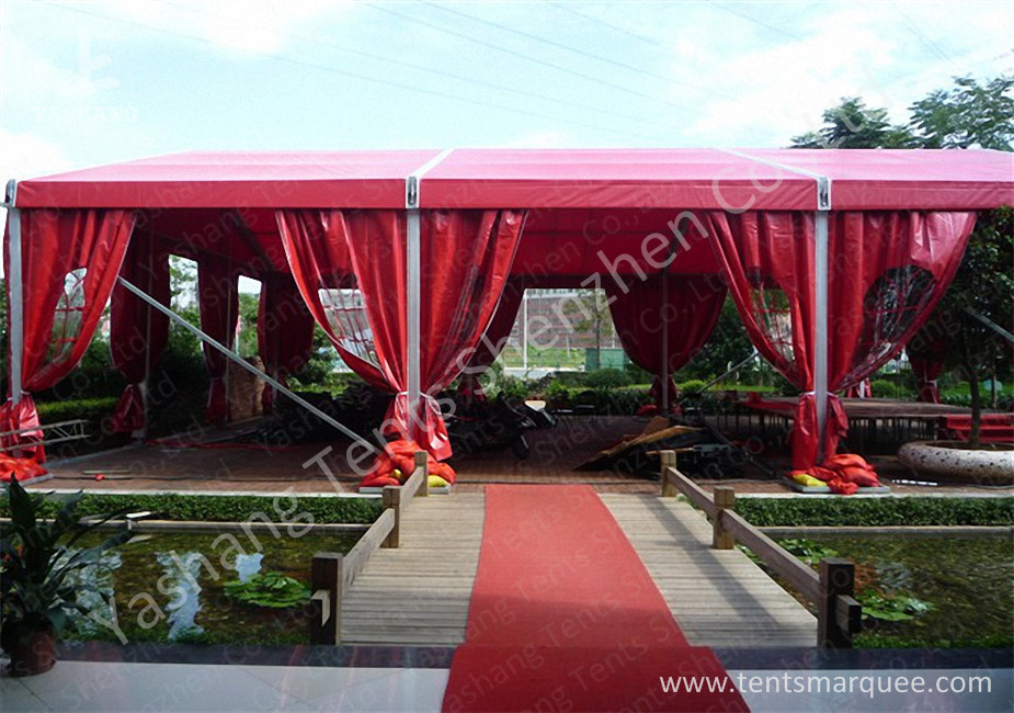12M Red Fabric Cover Wedding Tent Decoration , Wedding Canopy Tent Aluminum Alloy Frame