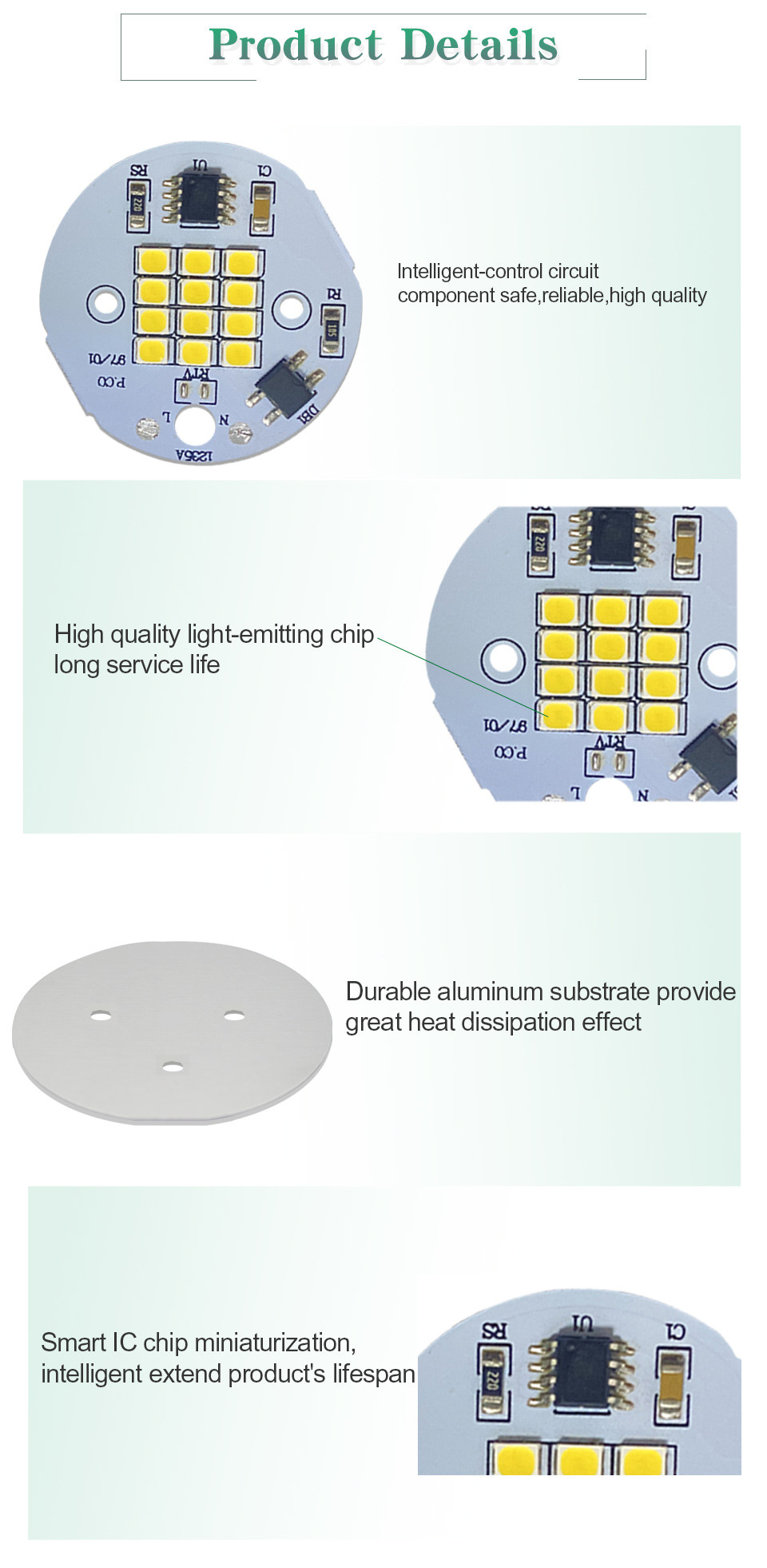 Round Led Light Pcb Board AC 240V Natural White CCT 6000K For Lamp Bulb
