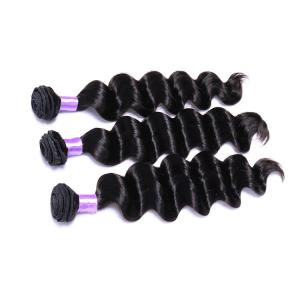 Quality 12-30 Inch Brazilian Loose Curly Weave Natural Color Black Single Drawn Hair End wholesale
