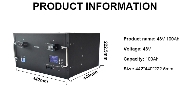 Wall Mounted LFP Battery Module 5U Pack Lithium Phosphate Battery 48v 100ah
