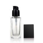 Empty 35ml Square Cosmetic Glass Bottle Frosted Makeup Liquid Foundation Pump