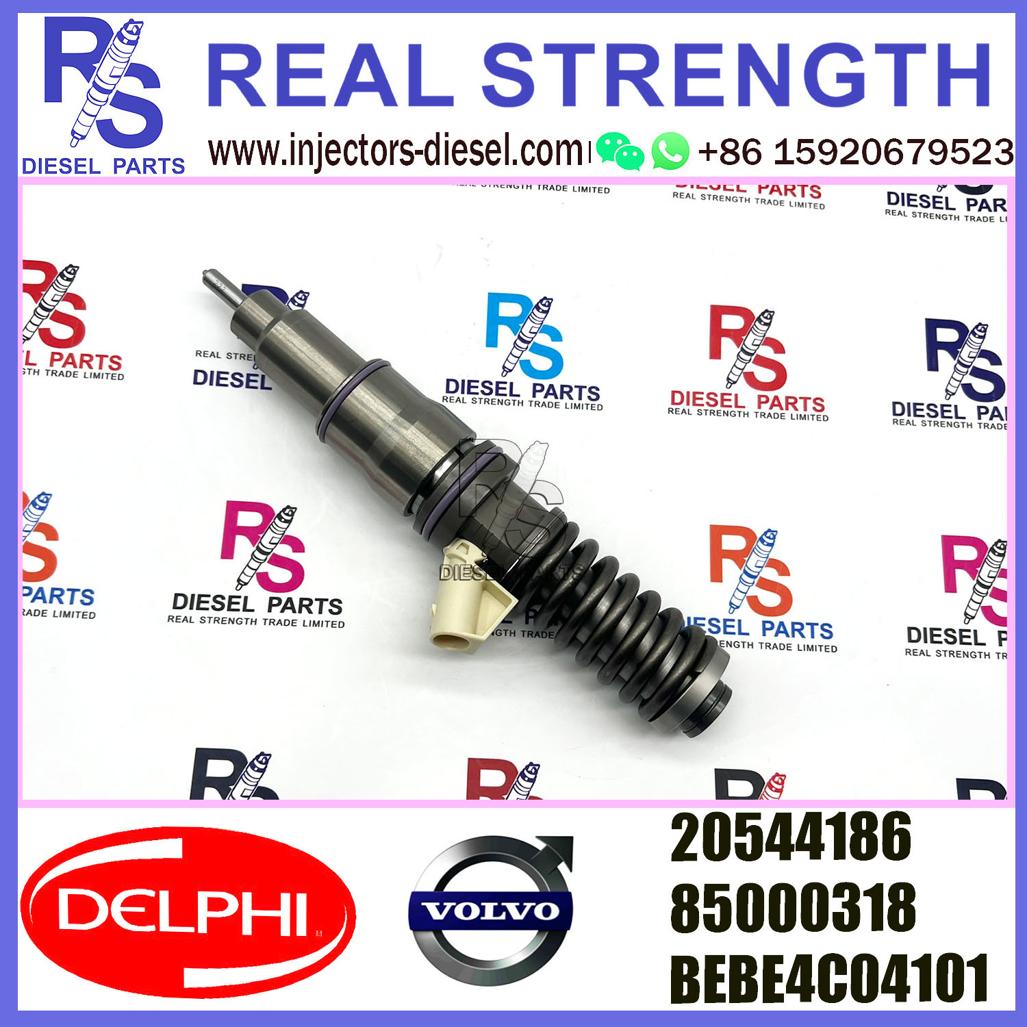 DELPHI 2pin injector 20544186 85000318 BEBE4C04101 Diesel pump Injector V-O-L-V BEBE4C04101 E1 for V-O-L-V 16 LITRE TRUCK