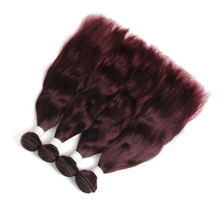 #99J Dark Wine Natural Wave Remy Human Hair Bundles Sew In Weave Bundles Brazilian Bundle Deals