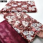 Fabric Type Voile Dress Pink Tulle Sequins Lace African French Lace for Women