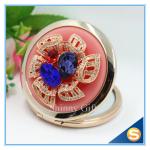 Shinny Gifts Luxury Crystal Cosmetic mirror Round Shape Metal Pocket Mirror