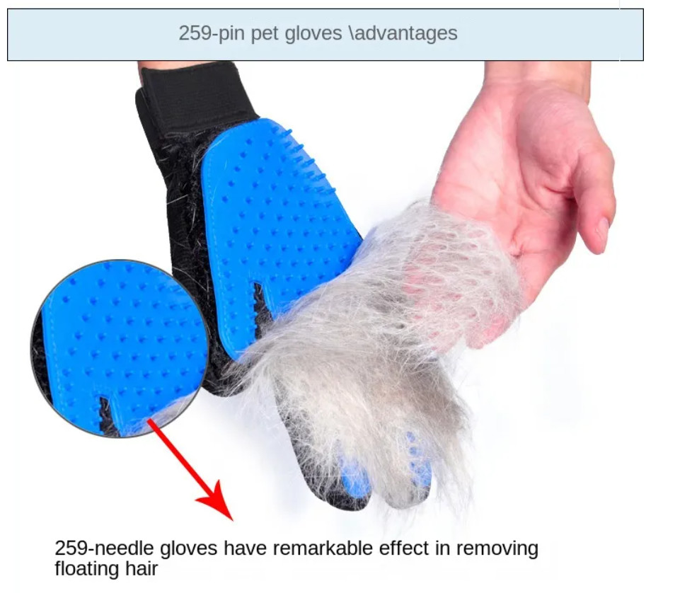 Blue TPR Silicone Pet Grooming Brush Gloves 18*24CM