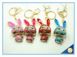 Trendy Rhinestone Cute Rabbit Shape Crystal Gold Plated Key Chain For Handbag