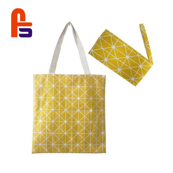 Yellow Printing Tote High Durability Quality With Extra Pouch Fabric Shopping