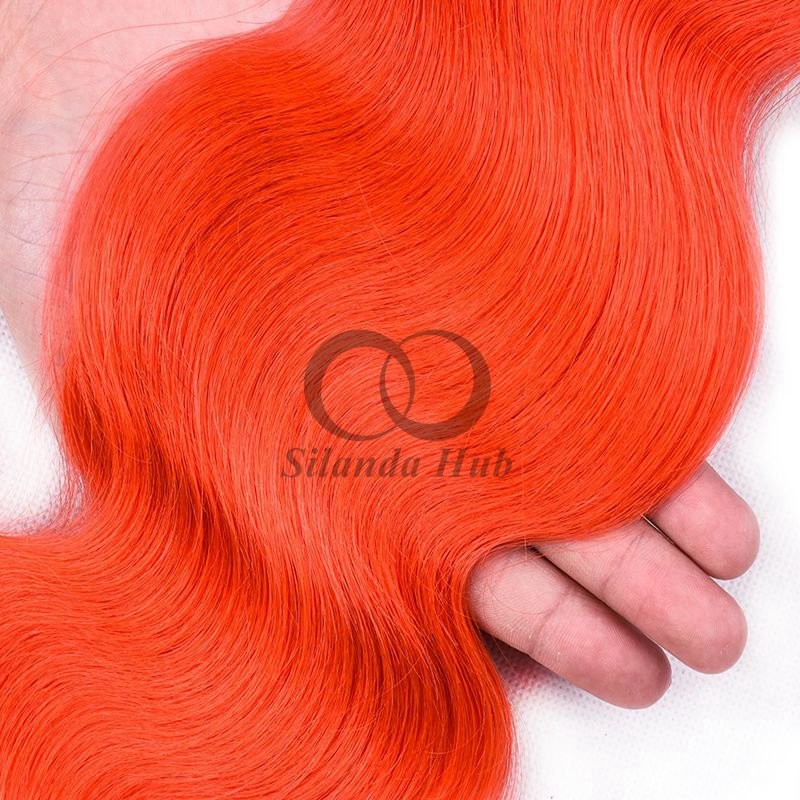 #T1B/Orange Red Body Wave Remy Human Hair Bundles Sew In Weave Bundles Brazilian Bundle Deals