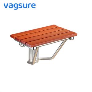 Quality Brown Non Barrier Wall Mounted Shower Seat With Solid Wood / Stainless Steel Material wholesale
